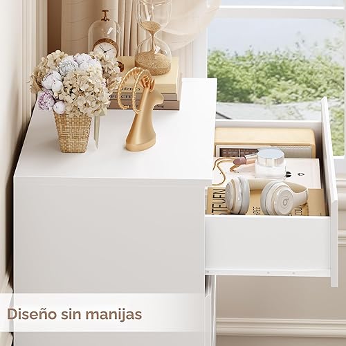 Miniatura 7 de FOTOSOK Cómoda de 4 cajones, cómoda blanca de almacenamiento moderna, 23.6 pulgadas de largo x 15.7 pulgadas de ancho x 31.5 pulgadas de alto,