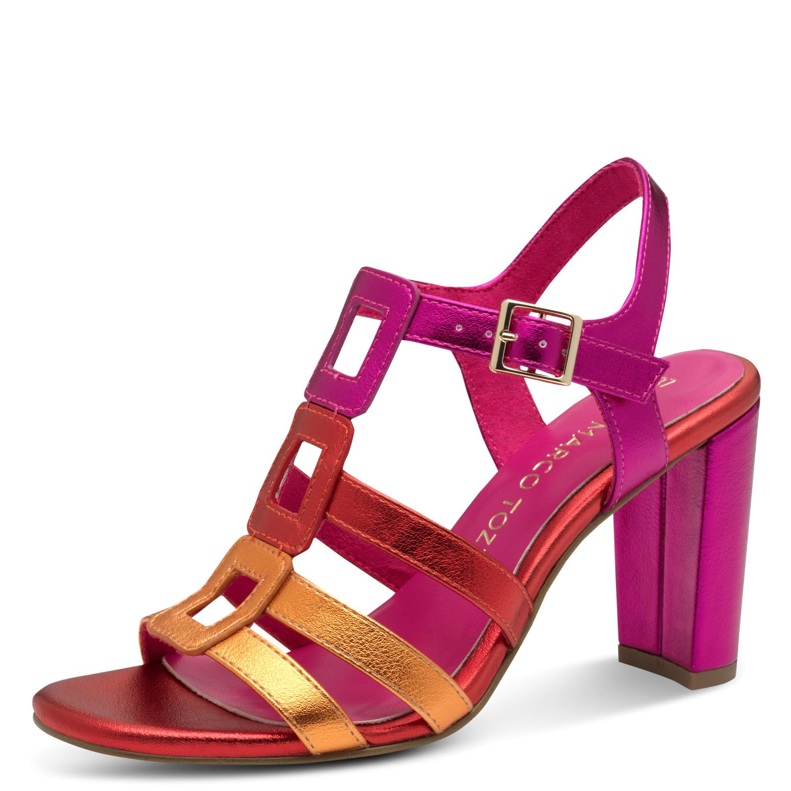 MARCO TOZZI Women's Sandale mit Absatz 2-28319-44 Heeled, Pink Met Comb, 5 UK