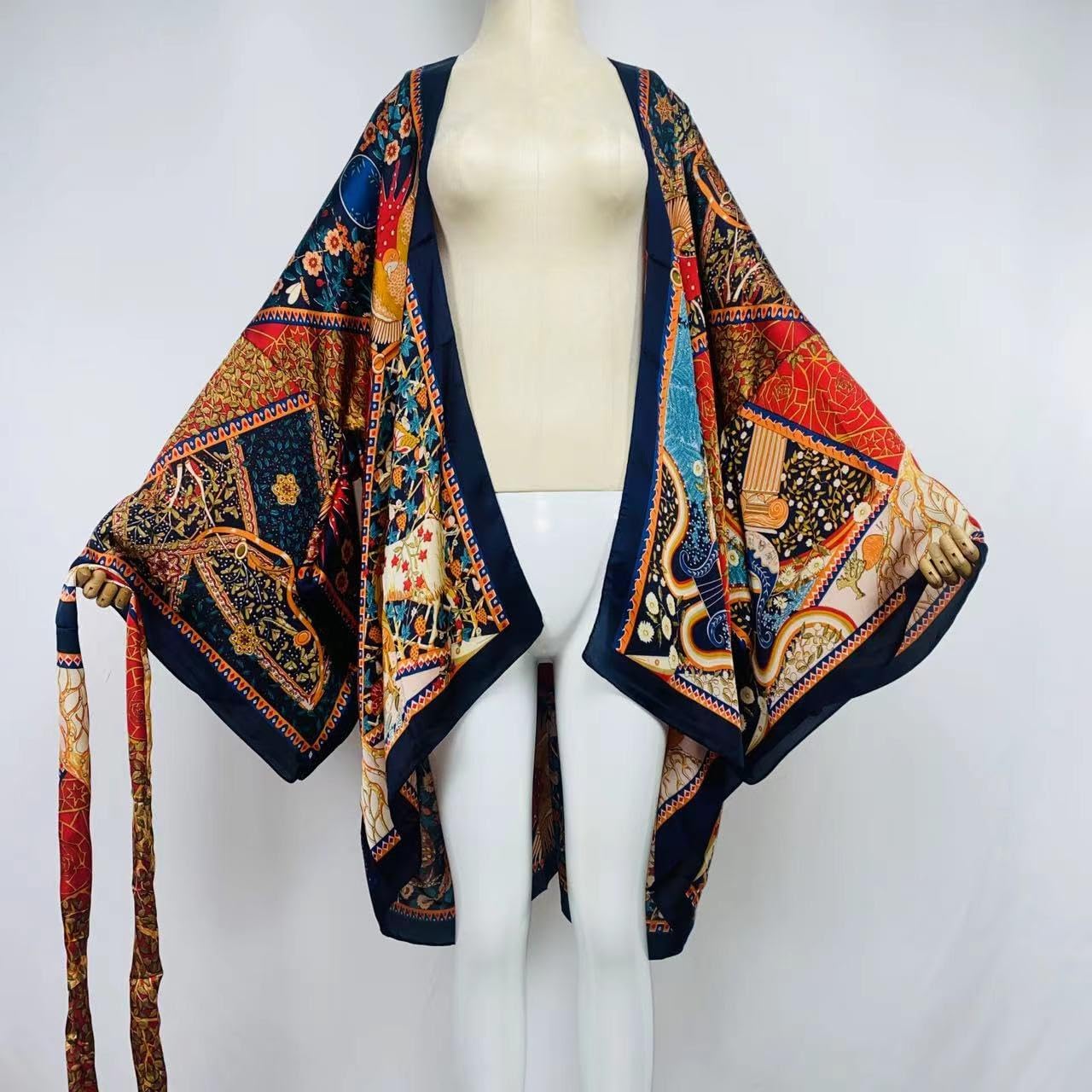 Summer Women Silk Feeling Beach Cover up Cardigan Fashion Sexy Boho African Holiday Party Long Sleeve Robe Kimono Kaftan
