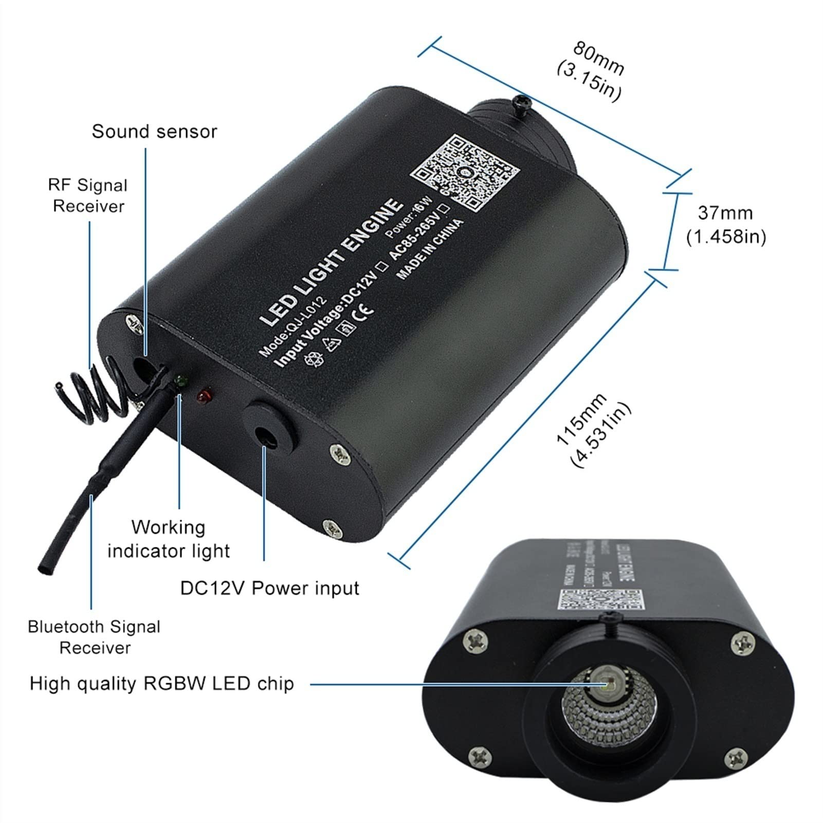 Starlights do Samochodu Dźwięk aktywny DC12V 16W ​​RGBW. Muzyka Kontrola światłowodowa Starry Zestaw sufitowy Światło z Bluetooth Aplikacja Kontroluj światło światła światłowodowego(300pcs 0.75mm 3M)