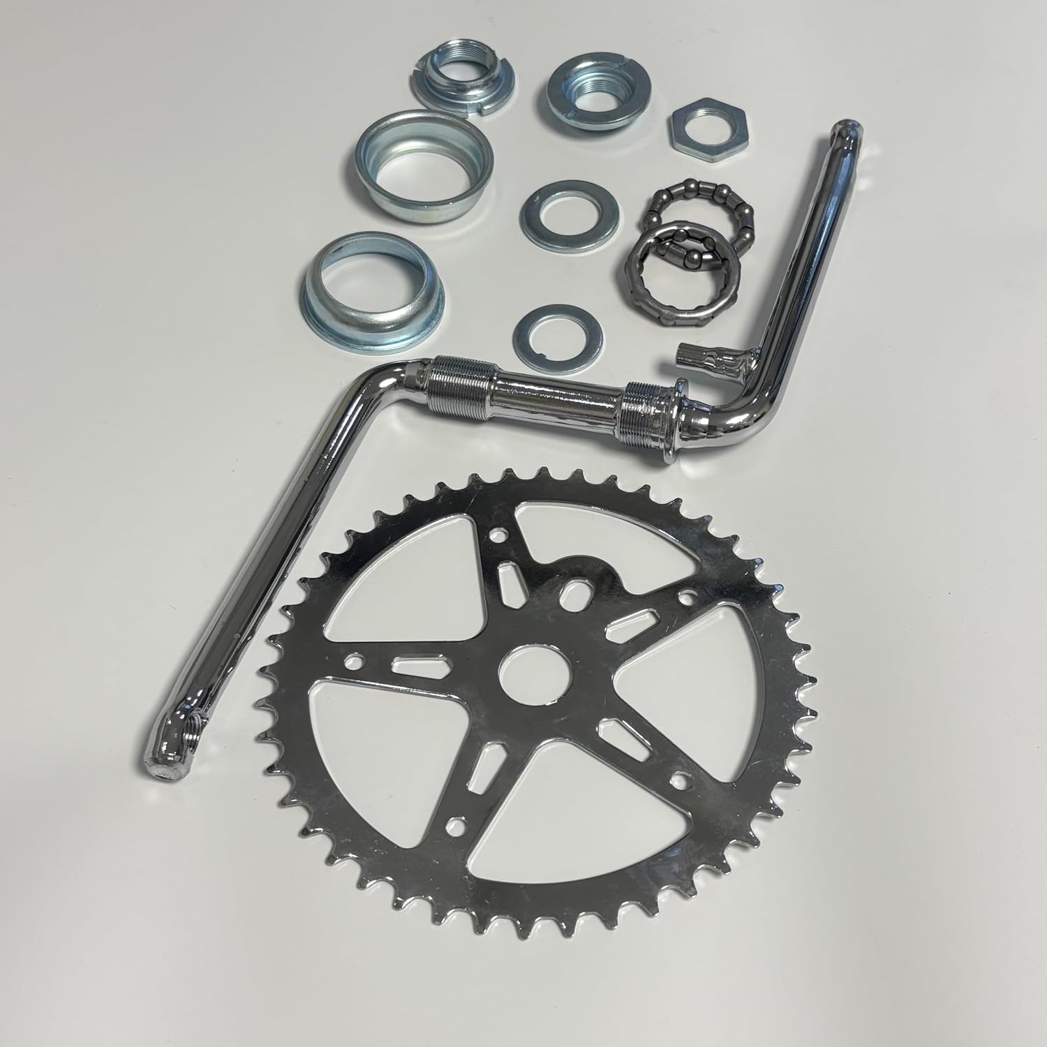 XYAUTO 2” Cup Bike Bottom Pedal Crank Kit 44T Sprocket 165mm Crank Arm, One-Piece Bicycle Crank Kit for Road Bicycle