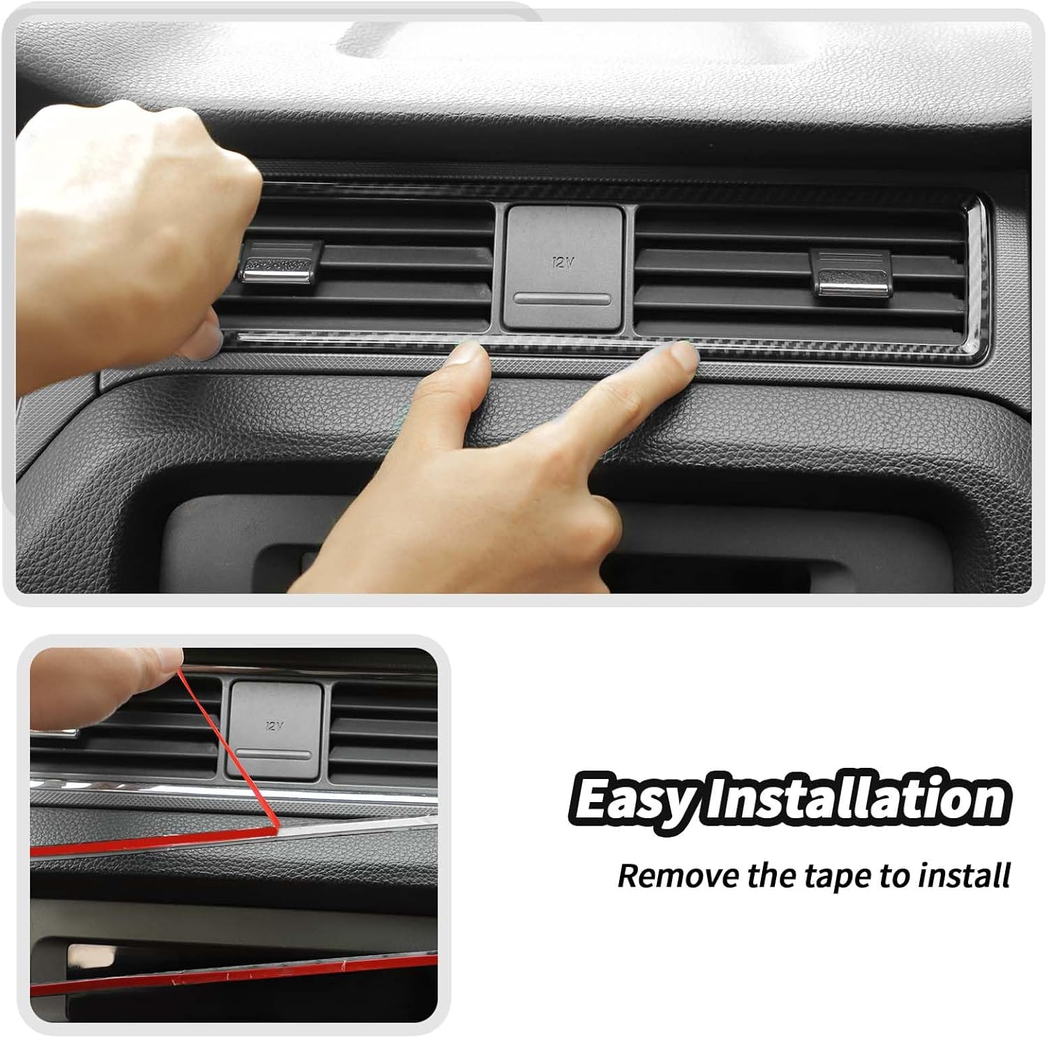 JeCar 4pcs for Mustang Carbon Fiber Interior Dash Vent Cover Trim Kit Fit for 2010-2014 Ford Mustang Interior Accessories