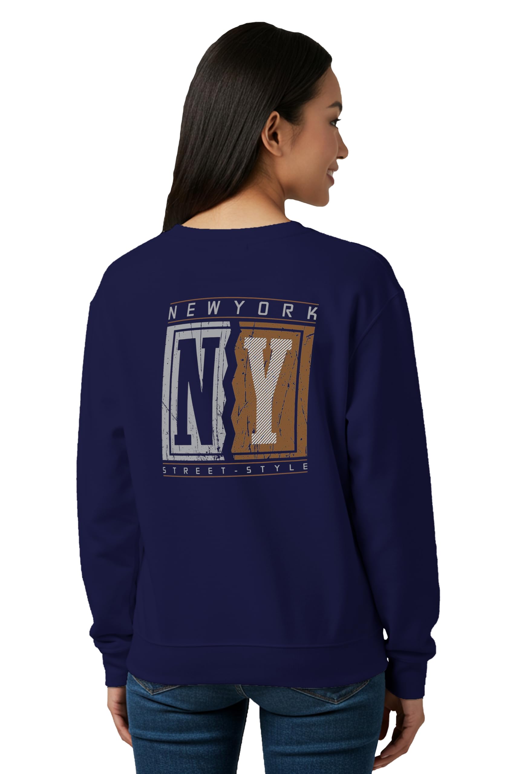 buy that trendz Winter Sweatshirt for Women New York NY Graphic Printed Round Neck Regular Fit Cotton Blend Gen Z Casual Sweatshirt-picture-29