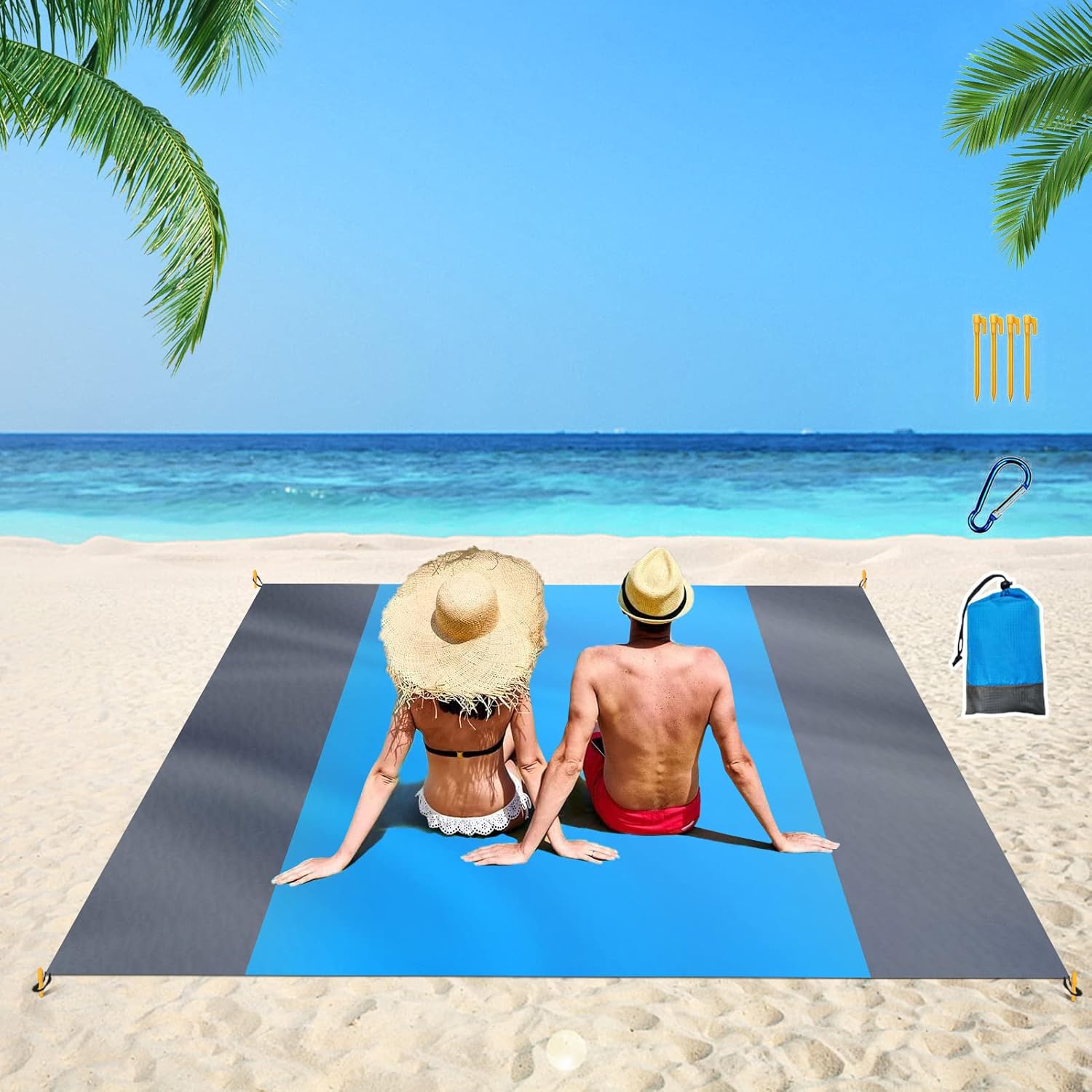 KASSAE Beach Blanket Waterproof Sandproof, 79''×83'' 47