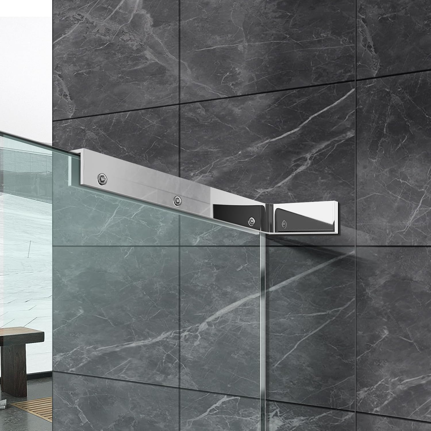 ZBuildMars Shower Glass Bracket Shower Glass Support Bar Wall to Glass Clamp L Bracket for ...