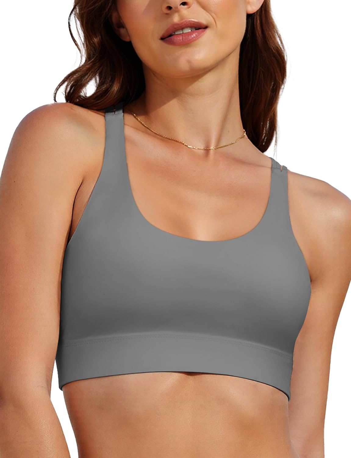Y Back Sports Bra with Mesh Layer and Dual Support Straps Push Up Yoga Gym Athletic Workout Bras - Image 7