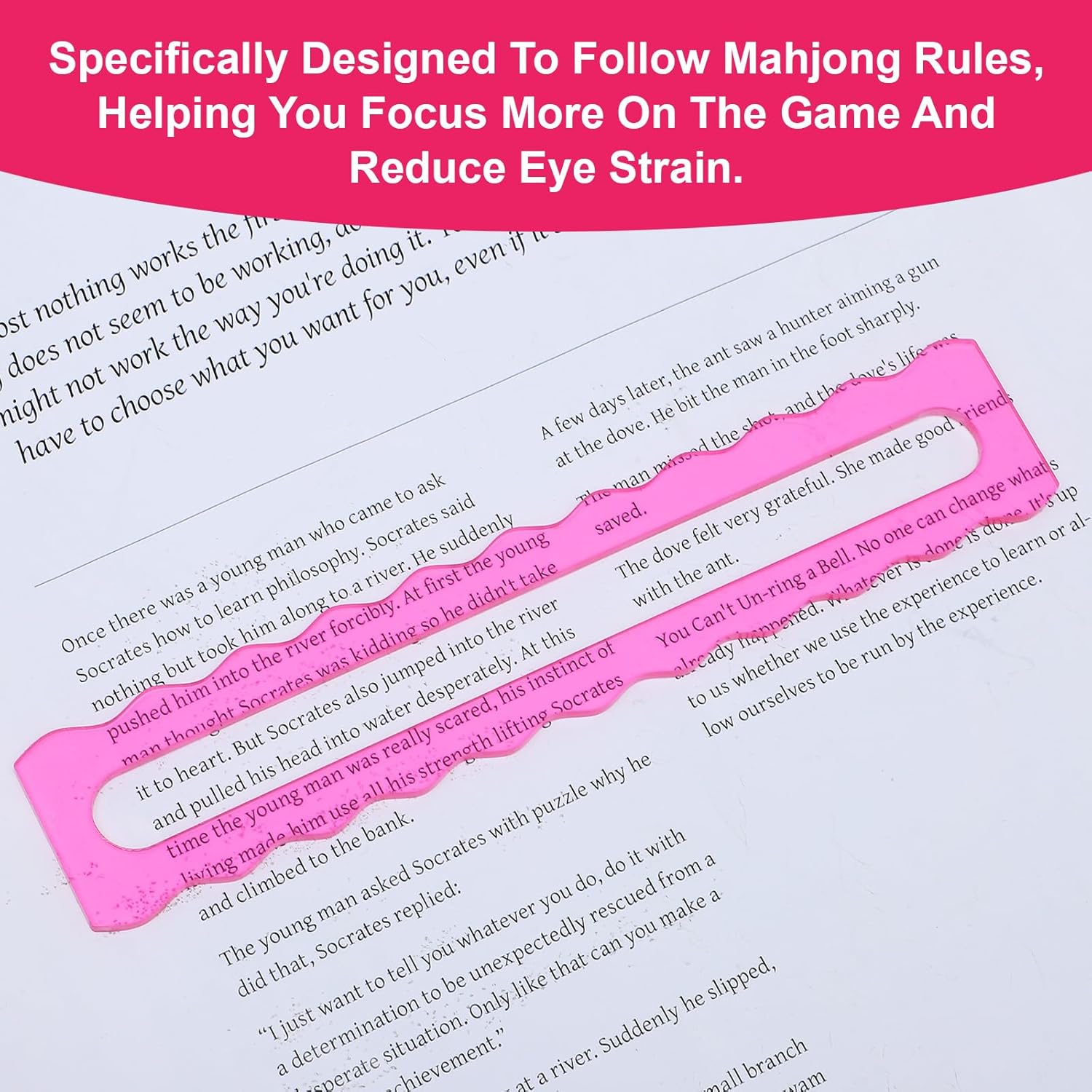 4 Pcs Mahjong Line Finder Acrylic Mahjong Line Reader Glossy Good Luck Mah Jongg Guided Reading Strips, Accurate Card Reading Aid, for Mahjongg Players (Pink)