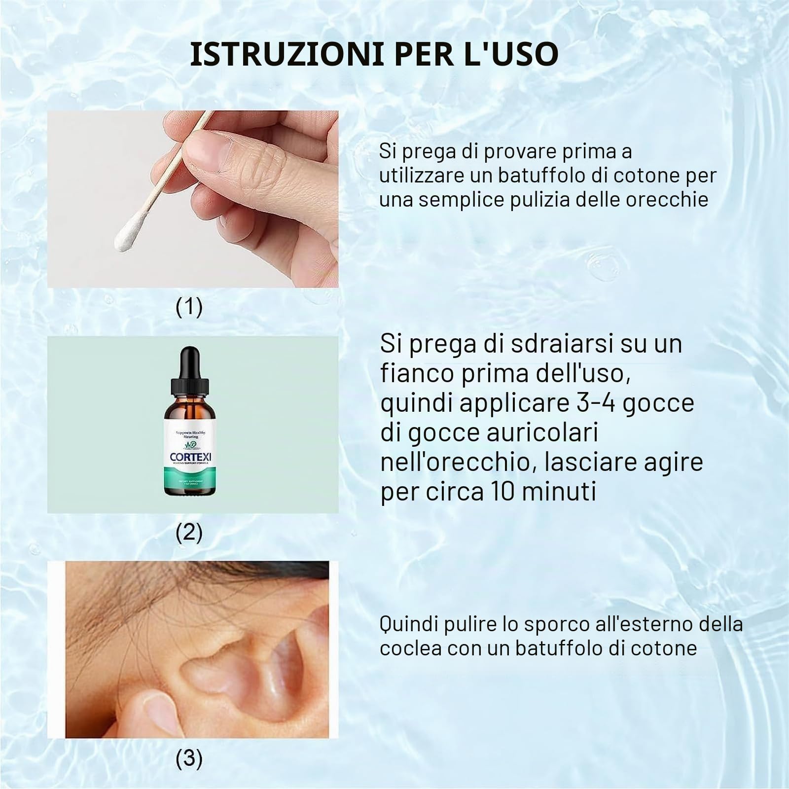 Cortexi - Gocce auricolari per acufene, cortexi, per la salute dell'orecchio, supporto dell'udito, sollievo dall'acufene, gocce per le orecchie all'olio d'oliva, olio d'oliva di grado medico per
