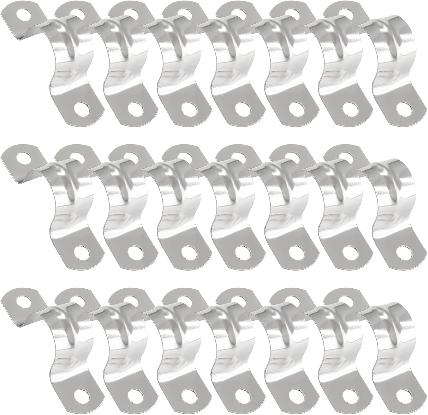 Kemcatui 50 Pcs 3/4 Inch Conduit Clamp, Stainless Steel Pipe Strap Two