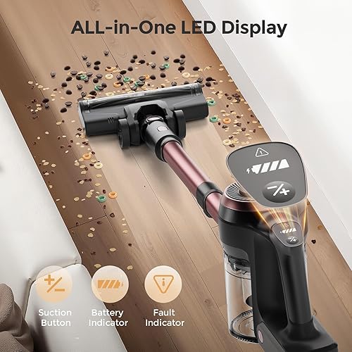 Miniatura 7 de Vazone S22 Aspiradoras inalámbricas para el hogar, aspiradora ligera 6 en 1 con potente succión de 45 KPa, aspiradoras autónomas, aspiradora