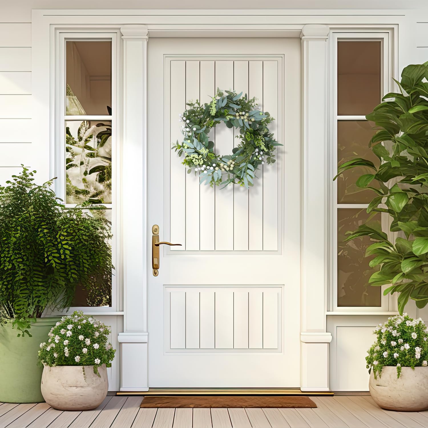 Ghirlande Primavera-estate per la Porta D'ingresso Eucalipto Corone di Benvenuto Artificiale porta Decorazione Appendere per Interni All'aperto 20in