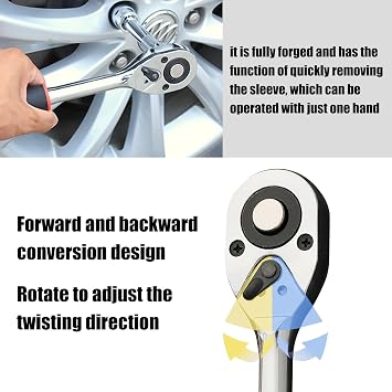 1/4-Inch Drive Ratchet,24-Tooth Quick Release Socket Wrench for Auto Repair
