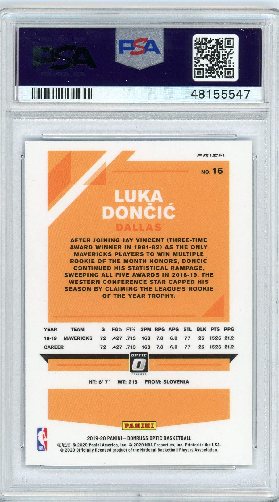 Amazon.com: Luka Doncic 2019 Panini Donruss Optic Blue Velocity