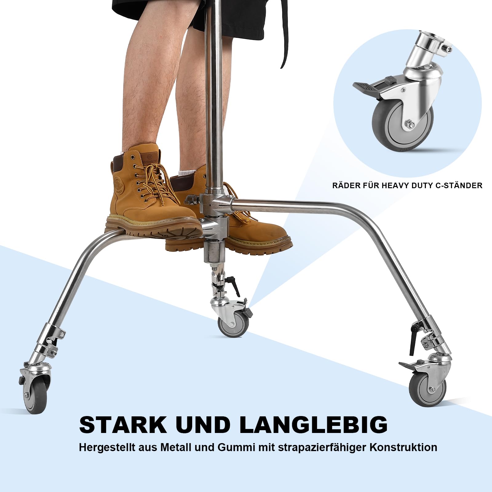Soonpho C Stand Rotelle Girevole per Cavalletto Stand-C,Set di Ruota Professionale in Metallo Resistente con Base in Gomma,interamente in metallo Compatibile con Supporto Stand-C da 25mm in Diametro