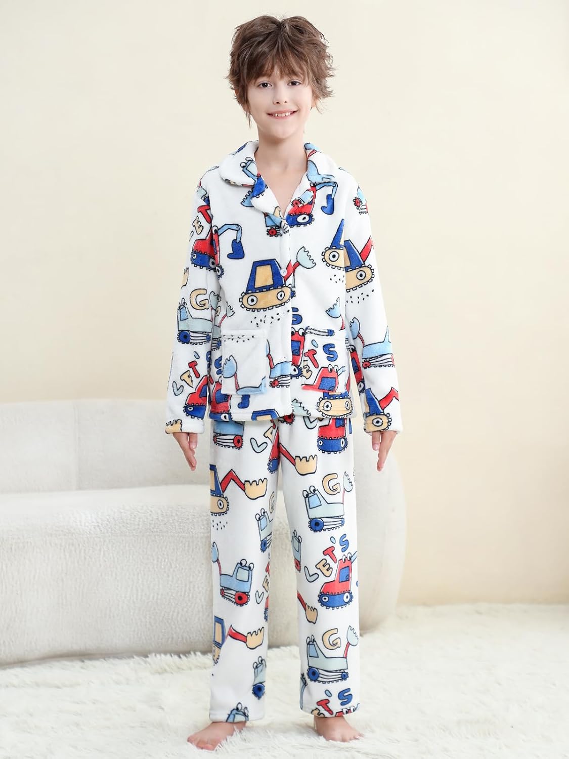 Umeyda Boys Fleece Pajamas Set Flannel Fuzzy 2 Piece Outfits Pants Sets - Image 2