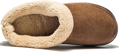 Miniatura 6 de NewDenBer Pantuflas cálidas de espuma viscoelástica para hombre con forro polar de felpa para interiores y exteriores, zapatos de casa