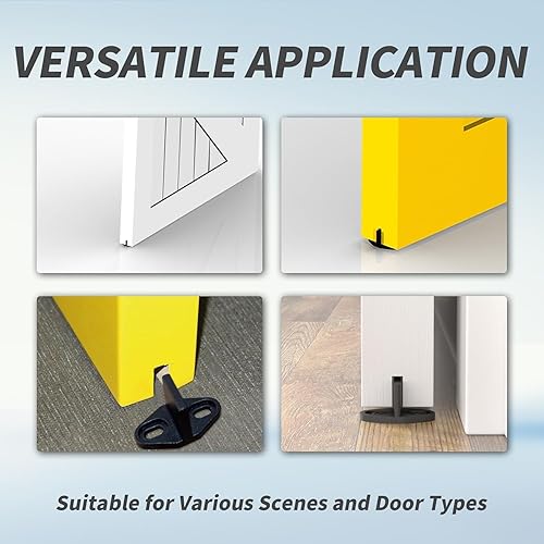 Vista 14 de Paquete de 4 guías de suelo negras para puertas correderas de granero, guías en forma de T, guías de riel inferior montadas en el suelo, guías