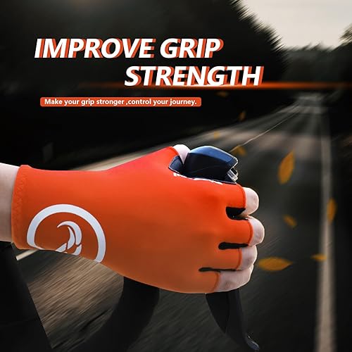 Miniatura 3 de Guantes de ciclismo para hombres y mujeres, guantes de ciclismo sin dedos, antideslizantes, 0.197 in, acolchados, absorben los golpes, transpirables