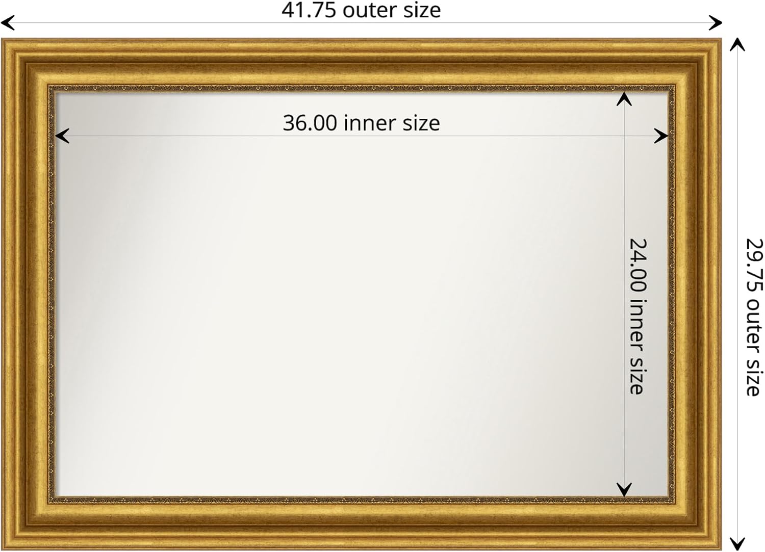 Amanti Art Gold Wall Mirror 30x42 Parlor Gold Rectangle Bathroom Mirror for Wall Decor Living Room, Large Traditional Frame, Hangs Horizonally and Vertically, Bathroom Decor, Non-Beveled Edge