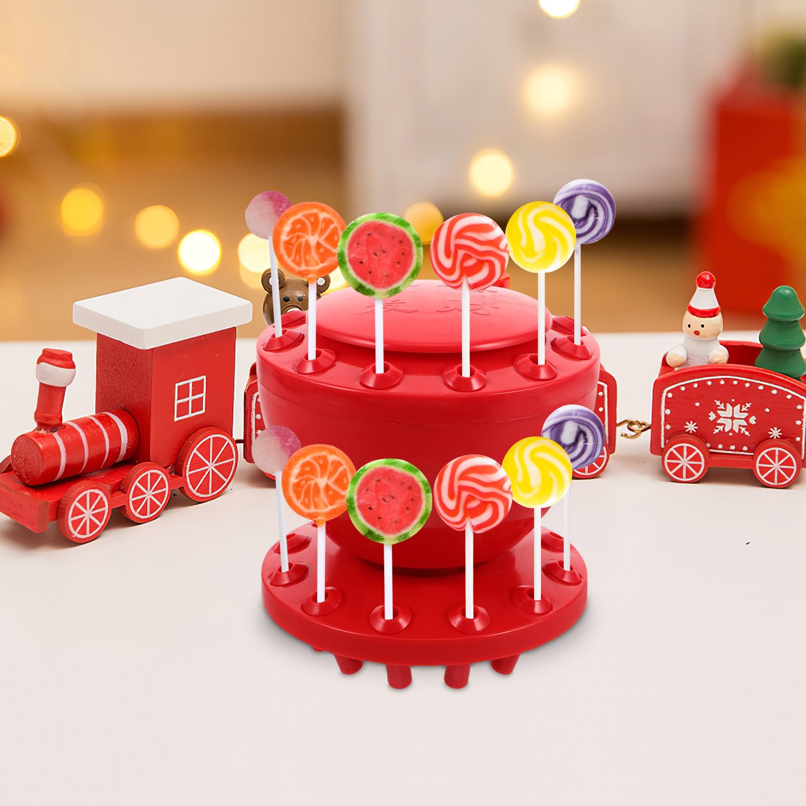 Lutscherdarsteller aus Kunststoff mit Großer Kapazität und Einzigartigem Design für Partys und Neujahrsfeiern Vielseitiger Lollipop Halter Ständer in Rot