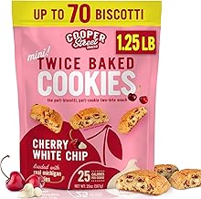 Cooper Street Twice Baked Mini Biscotti Italian Style Cookies - 1.25 Pound of Cherry Chocolate Gourmet Cookies Ideal With Coffee Or Tea | Peanut and Dairy Free Low Sodium Breakfast or On-The-Go Snack