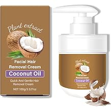 Coconut Oil Facial Hair Removal Cream, Coconut Hair Removal Cream, Gentle & Non-Irritating Coconut Oil Hair Removal Cream for Women, Painless Flawless Hair Removal, for Smooth Skin