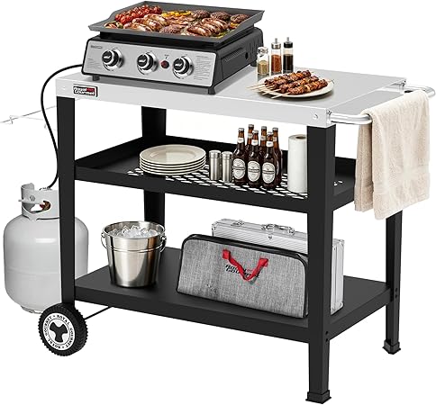 Royal Gourmet PC3404S Rolling Dining Table with Trash Bag Holder,