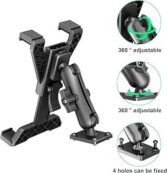 OHLPRO Heavy Duty Drill Base Tablet Holder Car Mount Dashboard for 7 - 11.5 Tablets, iPad/iPad Mini Samsung Galaxy, Multi-Angle, Industrial, Black