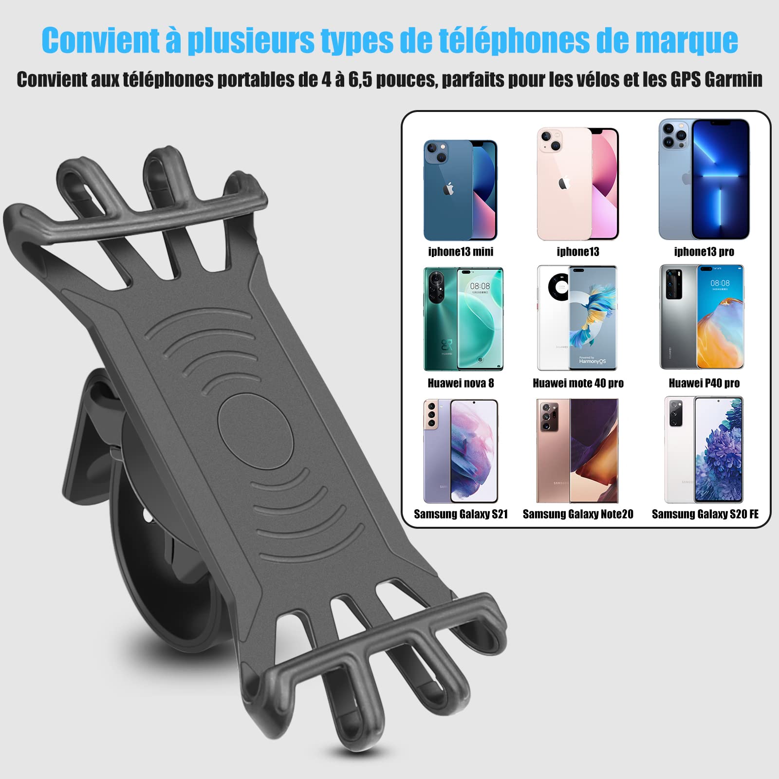 Support Téléphone Vélo – Silicone – Compatible Interface Garmin – Neuf
