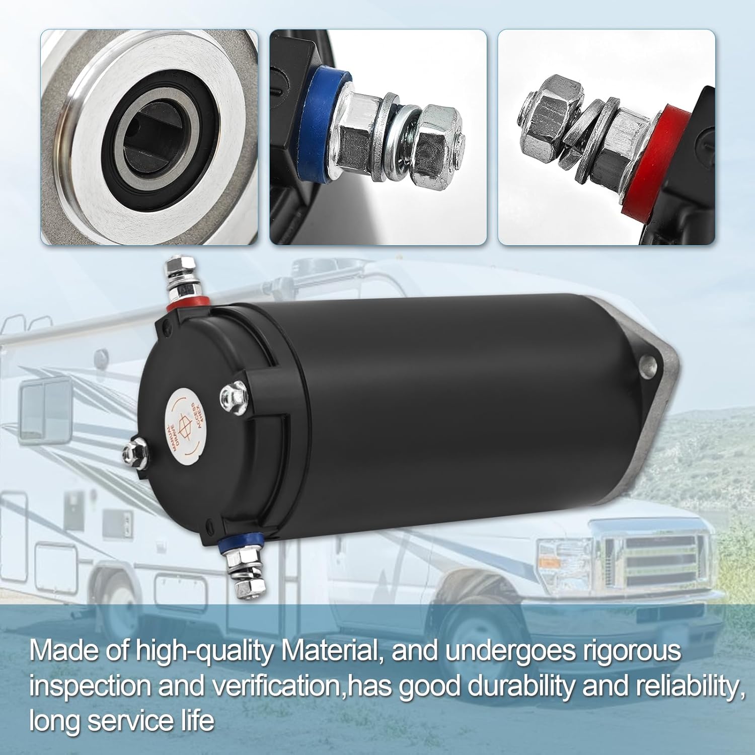 179327 Replacement Hydraulic Pump Motor for Unidirectional Power Unit RV Leveling Systems with Heavy-Duty Construction, 7.5 Height with Manual Drive and Collar Coupling Replace# 414850 286722