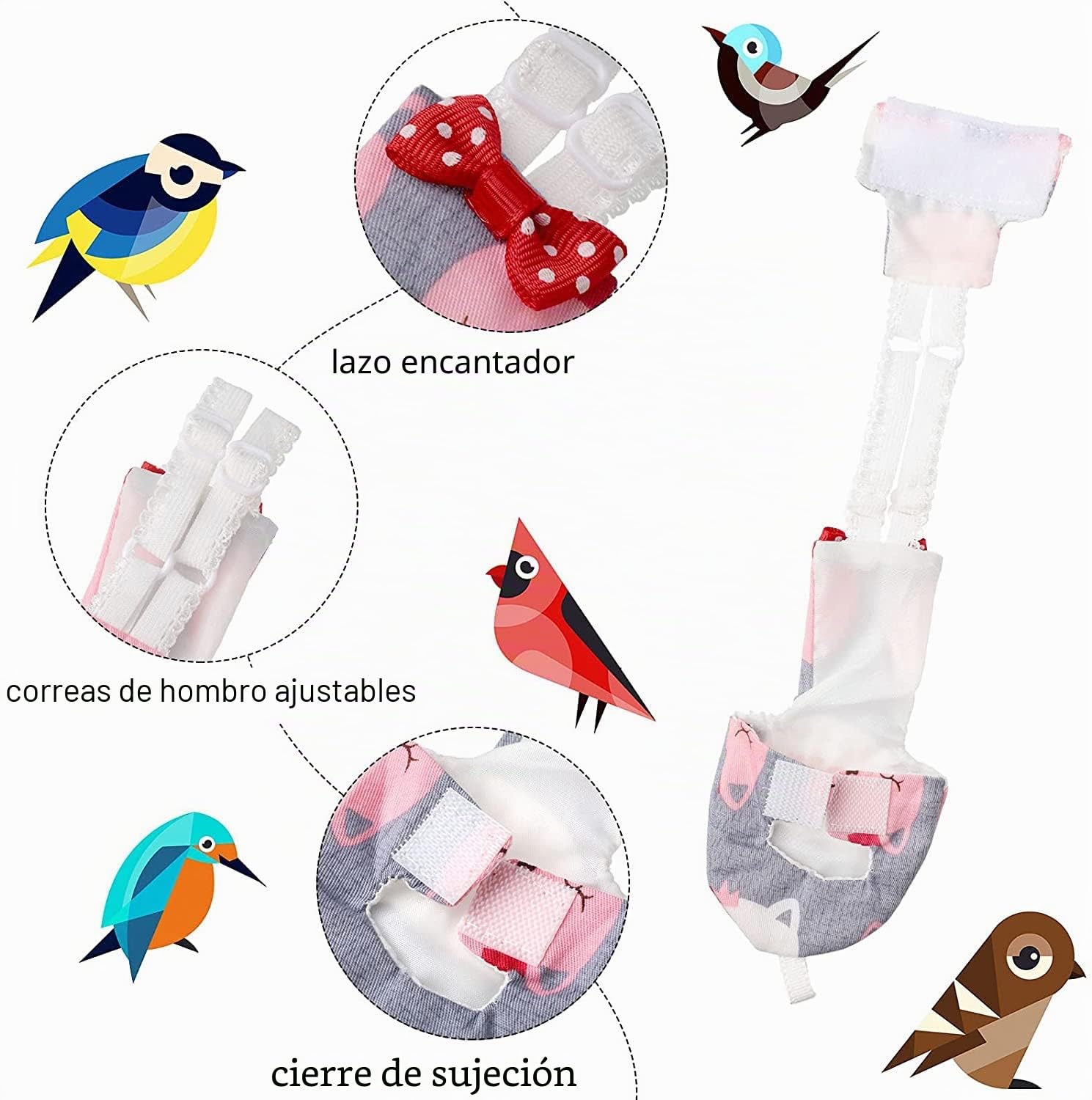Namvo 4 pa?ales para pájaros, Forro de Vuelo, Lavable, Reutilizable, Protector para Loro, con Capa Interior Impermeable