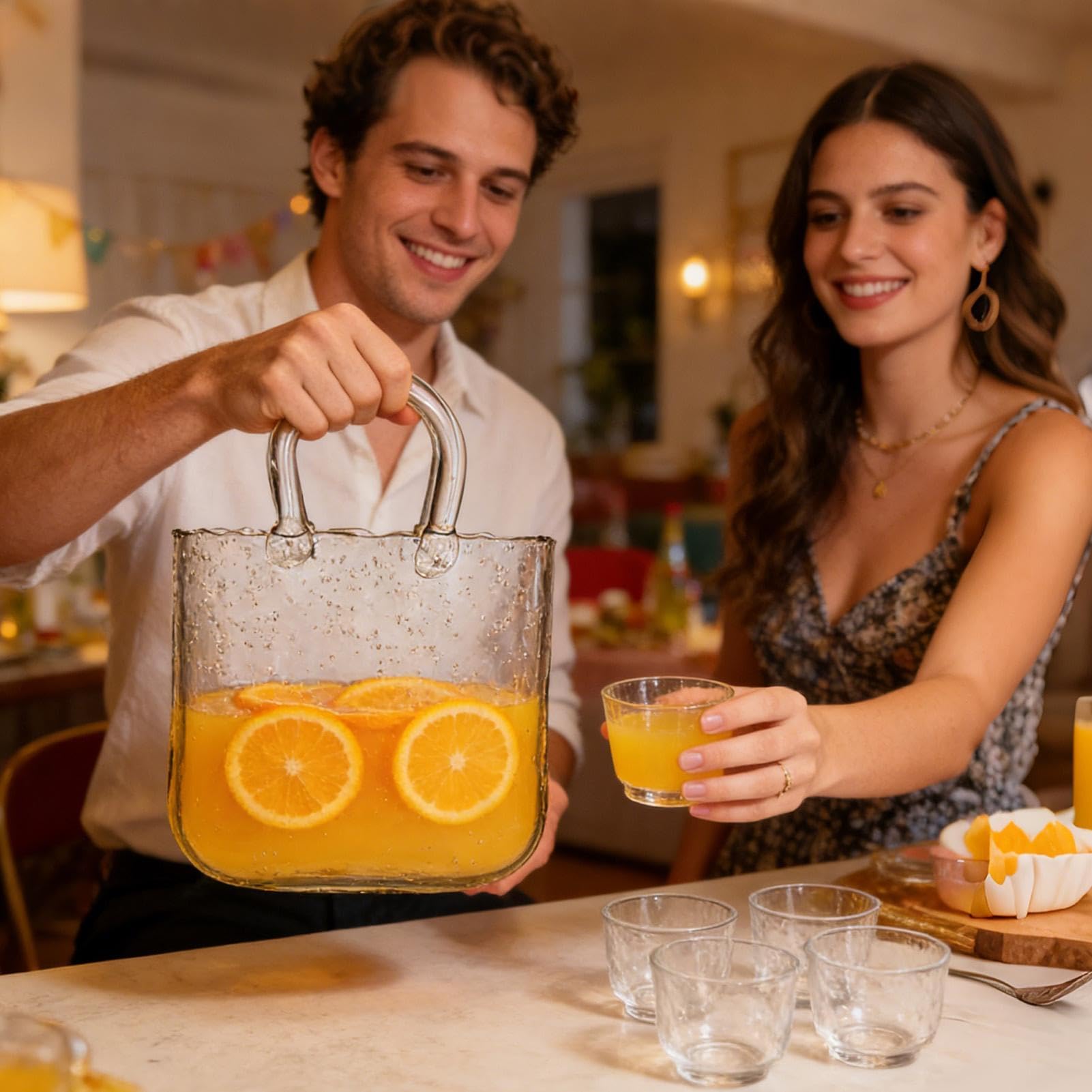 Genérico Vasos de Agua 2340 ml Taza con Forma de Bolso Transparente | para Bodas, , Reuniones, Brunch, Meriendas para , Bodas, Brunch, Té de la Tarde, Reuniones, Cumpleaños, Hogar y Cocina