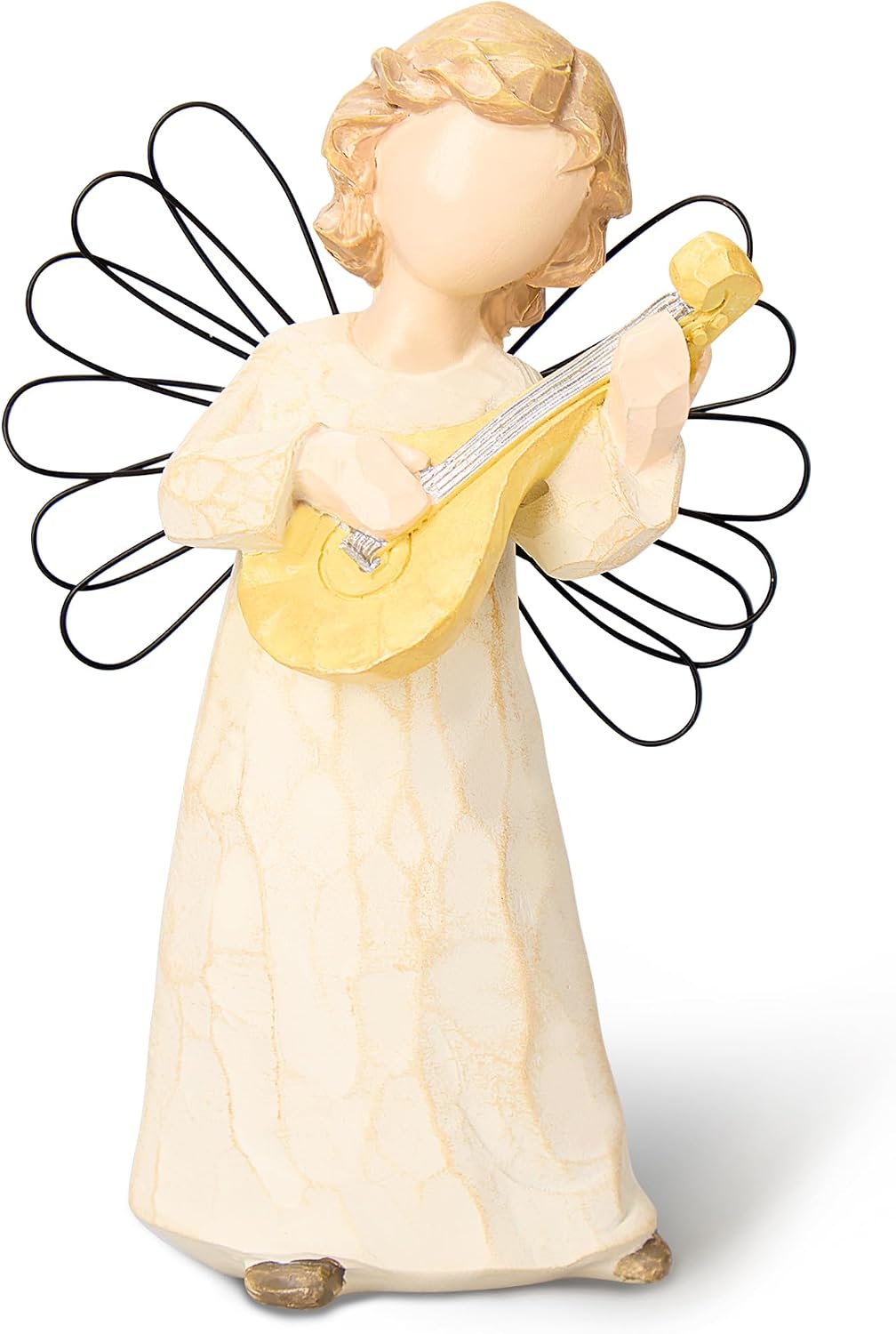 Mandolin Angel Figurine, Housewarming Gift, Hand-Painted Resin