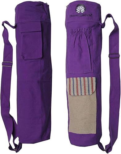DharmaObjects Bolsa para esterilla de yoga, 100% algodón orgánico, cáñamo y ecológico, bolsillos de almacenamiento multifuncionales, comercio justo