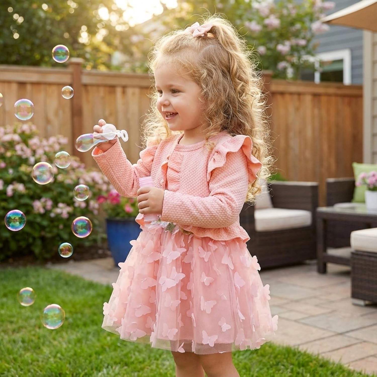 Toddler Girl Flower Dress Little Kids Girl Boho Tulle Dress image 5
