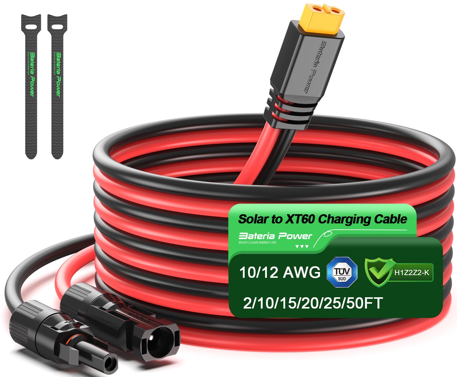 10 Feet Solar to XT60 Extension Cable, 12AWG Solar Panel Connector to XT60 Charge Adapter for Connecting to Portable Power Station, RV, EcoFlow, Anker, BLUETTI & Generator