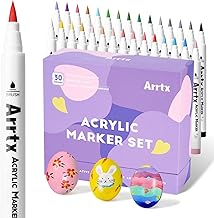 Arrtx Acrylic Pens for Rock Painting, Graffiti Supplies 30 Colors, Acrylic Paint Markers for Stone, DIY Craft, Easter Egg, Wood, Glass