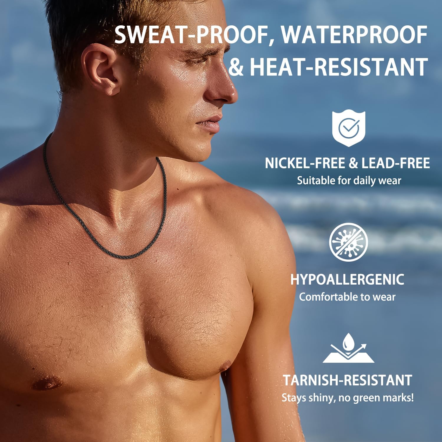 Jewlpire Silver Wheat Chain/14k Plated Gold Chain Necklace for Men, 2.5mm 3mm Chains for Men, Stainless Steel Necklace Chains for Men and Women, Mens Chain Necklace 16 18 20 22 24 26 Inch - Image 2