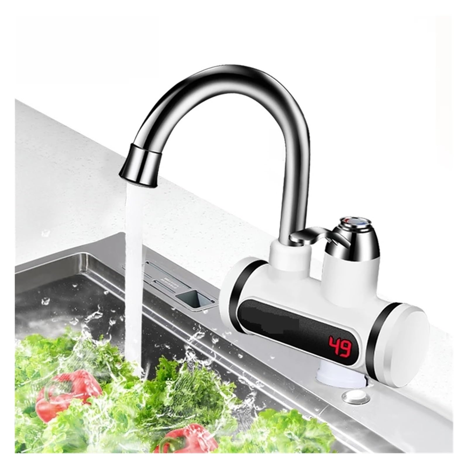 Display della temperatura dello scaldabagno del rubinetto elettrico Riscaldatori di acqua calda istantanei Riscaldamento dell'acqua senza serbatoio della cucina(SLT101 Long)