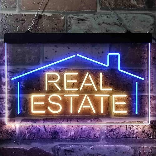 Miniatura 2 de Letrero de neón LED de doble color, azul y amarillo, 12 x 8 pulgadas, st6s32-i3839-by