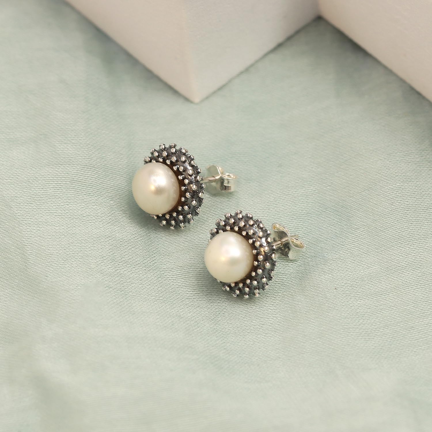 LeCalla Women's 925 Sterling Silver Pearl Earring | Pearl Clip-On Omega Back Stud Earring for Women