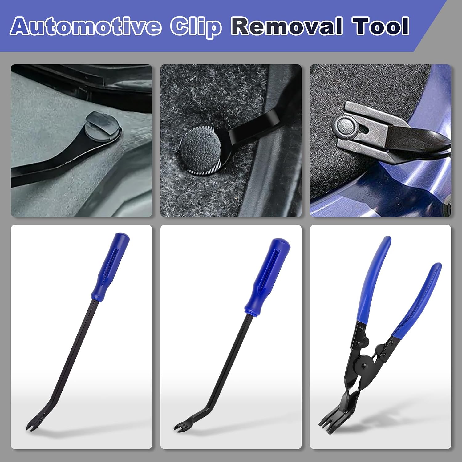 7 Pcs Auto Trim Removal Tool Kit with Plastic Pry Tool & Clip Removal Tool for Removal Car Body Panel Dashboard Door Clips, Automotive Upholstery Car Rivets Fastener Clip Pliers Remover Tools