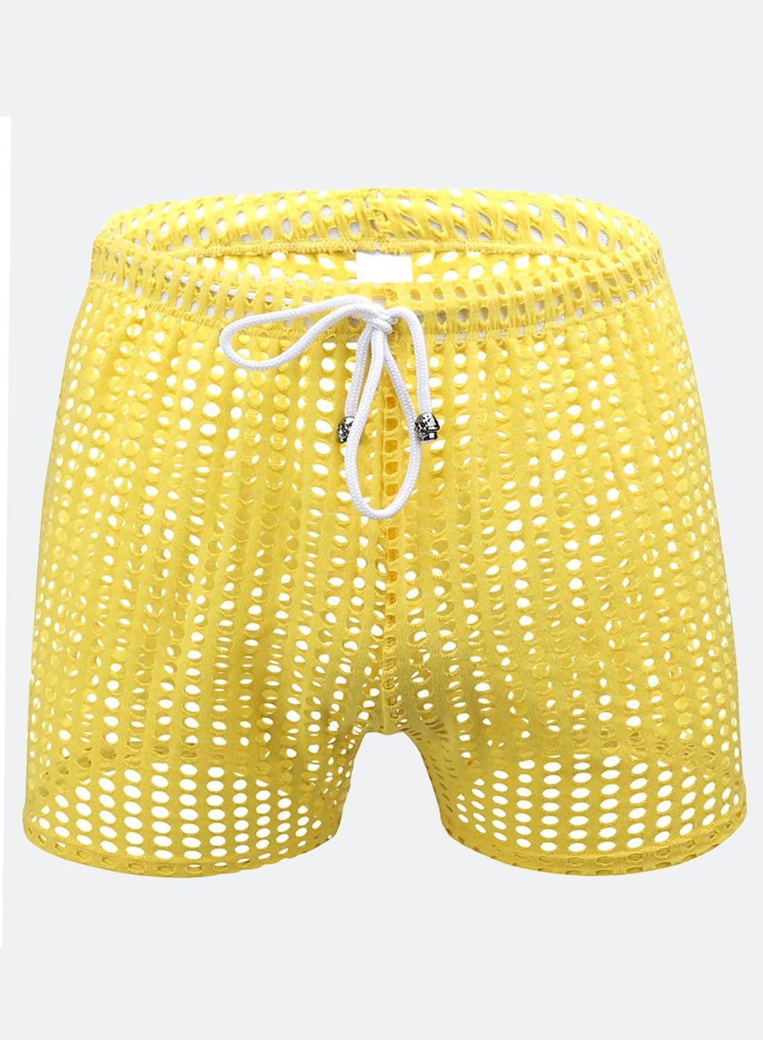 MIZOK Men's Hollow Openwork Short Sexy Fishnet See Through Boxer Shorts Lounge Swim Cover - Image 6