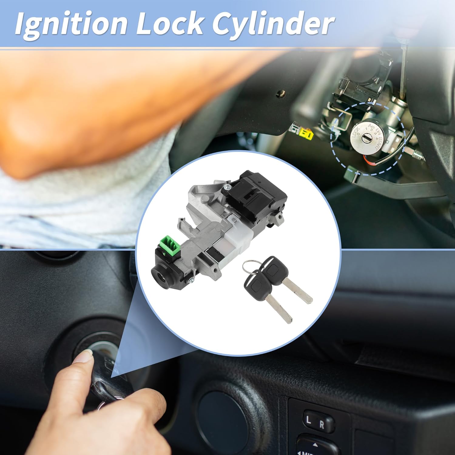 Ignition Lock Cylinder for Honda Civic 1.3L 1.7L 2.0L 2003-2005 Ignition Switch Cylinder Barrel Lock with 2 Key No.35100S5AA82/35100S5AA31