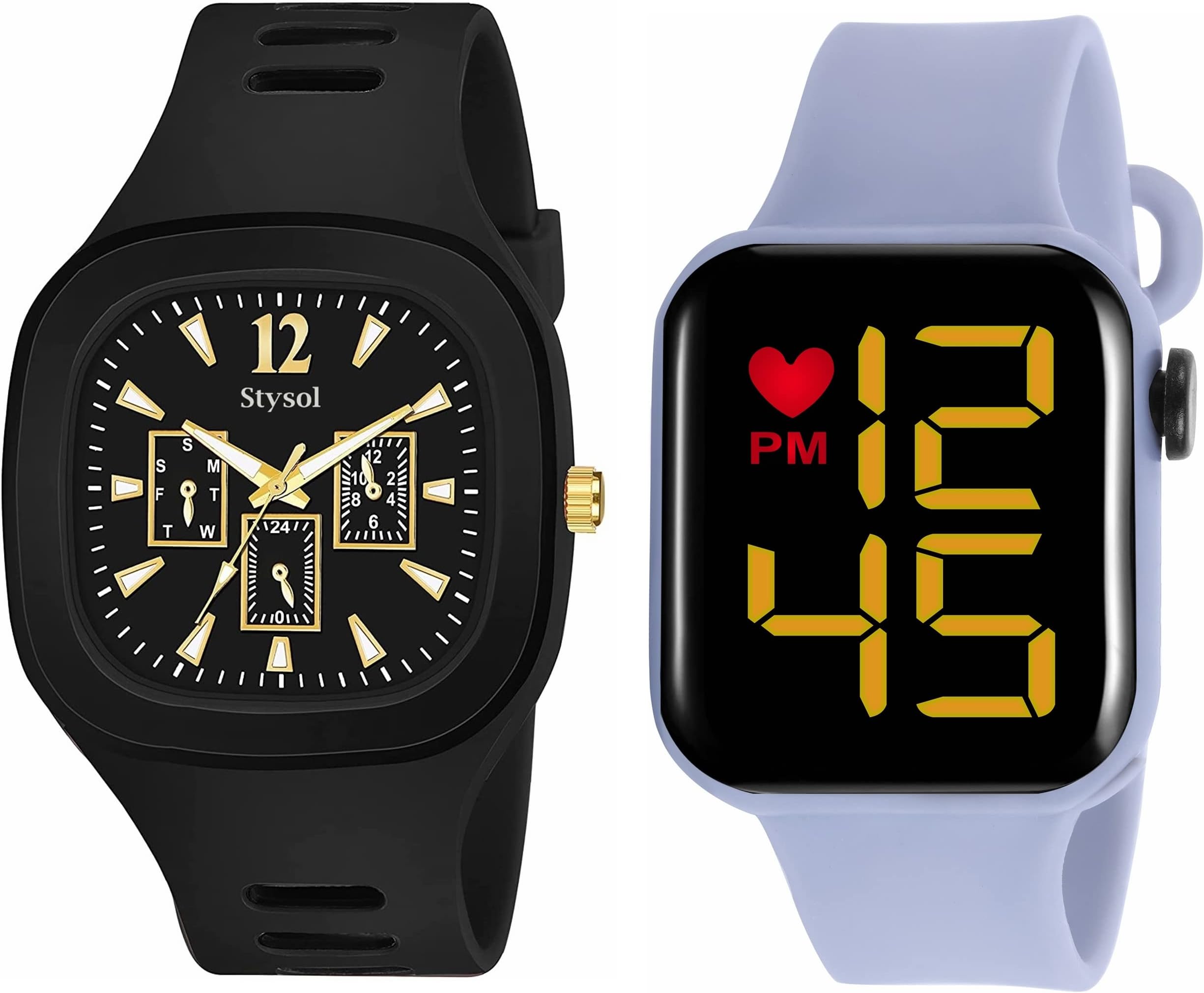 Kytsch Analogue Watches Combo for Men Digital Watchs Boys & Girls Sports Watch Square Dial