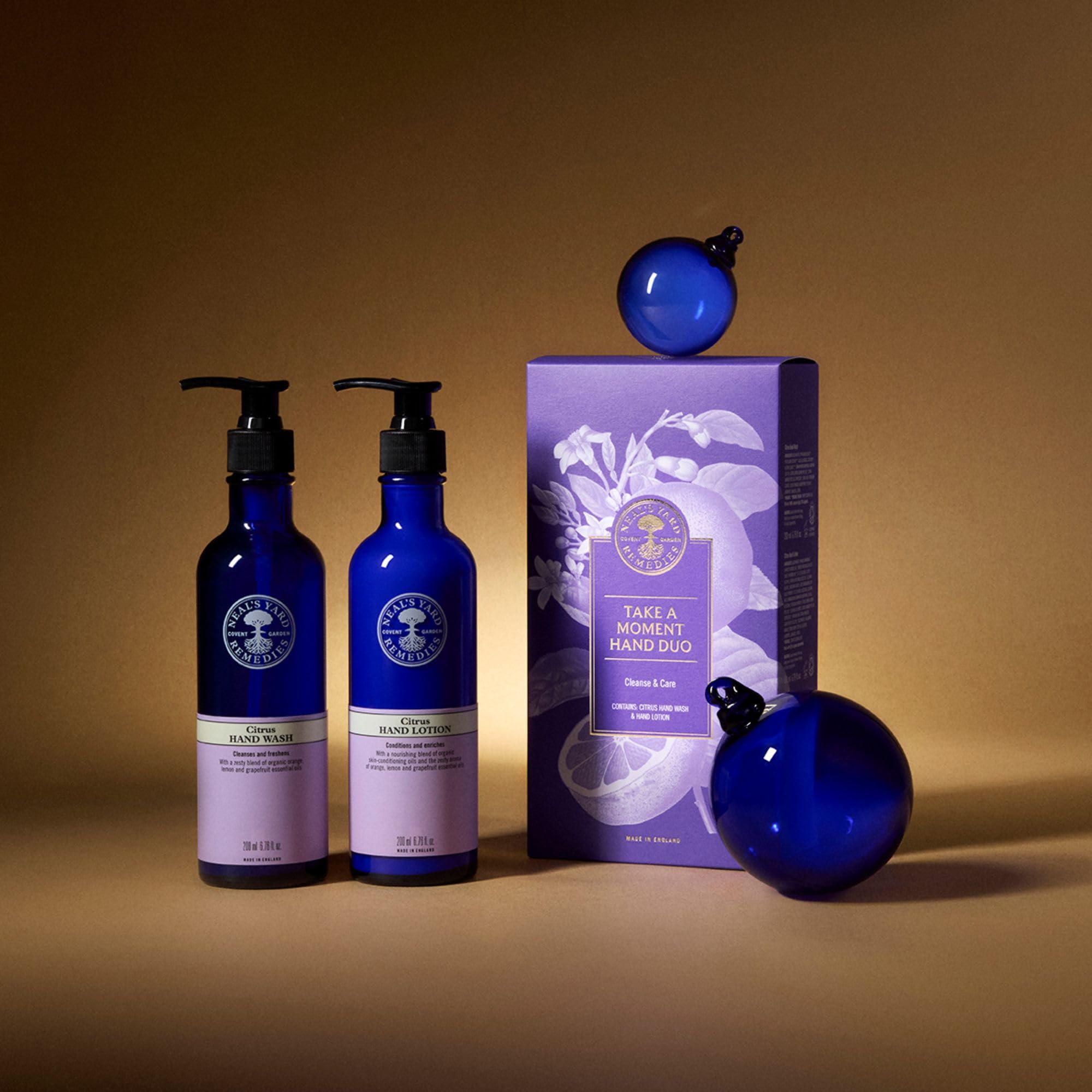 Neal's Yard Remedies Take A Moment Citrus Gift Set, Hand Wash & Hand Lotion With Essential Oils, Vegan & Cruelty-Free, Set of 2