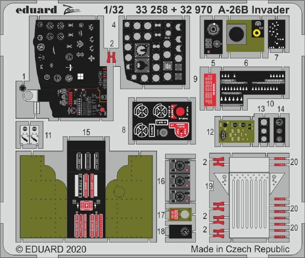 Eduard EDUBIG33119 1/32 Big Ed A-26B Invader Part 1 Parts Set (for Hobby Boss) Plastic Model Parts