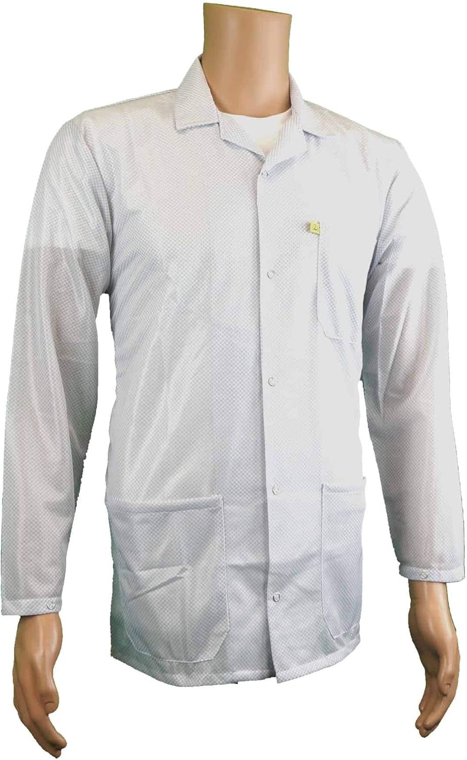 ESD Jacket, 90% Polyester, 10% Carbon, Snap Cuff, Reliable Panel-to-Panel Continuity, Good for 100 Washes, Maroon, Medium