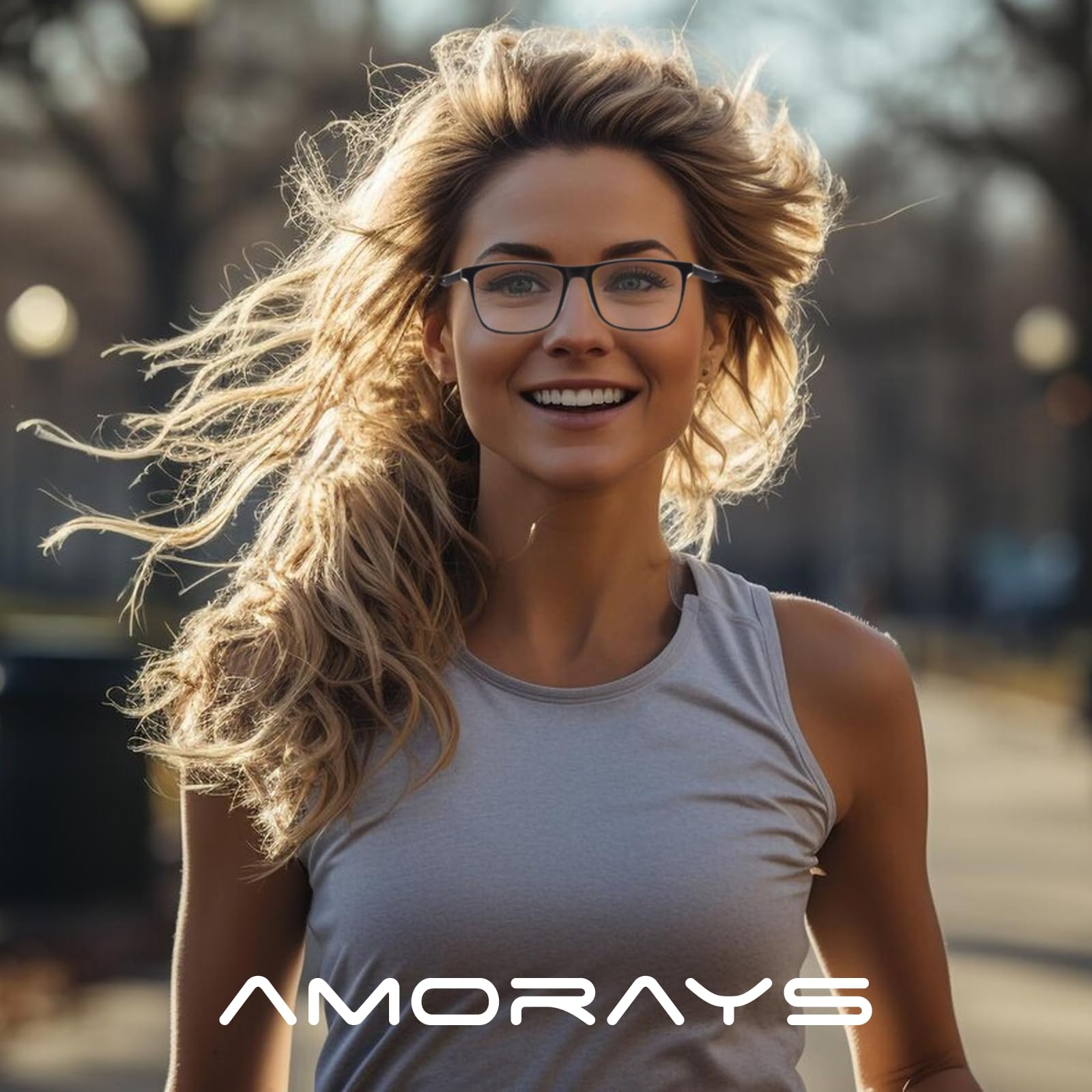 Amorays Occhiali da lettura Donna Uomo TR90 sportivo Design， Anti Luce Blu Lenti und Anti-fatica antiriflesso Occhiali LH8090