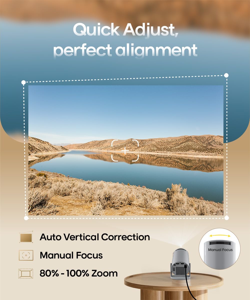Magcubic Mini przenośny projektor Keystone, inteligentny projektor wideo 4K/200 ANSI z WiFi 6, BT 5.0, 130 cali, obrót o 180 stopni, zintegrowany system operacyjny Android 11.0